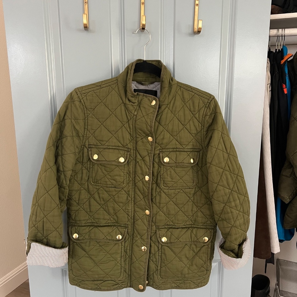 J Crew | Quilted Downtown FIeld Jacket Green | Womens | Size M - Picture 6 of 11